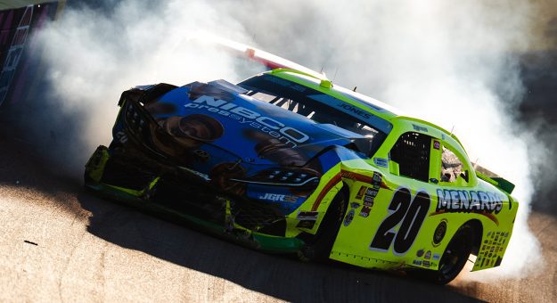 Justin Allgaier, Brandon Jones exit early after Vegas crash; No. 20 team disqualified