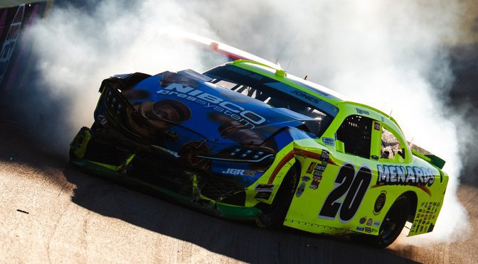 Featured Image for Justin Allgaier, Brandon Jones exit early after Vegas crash; No. 20 team disqualified