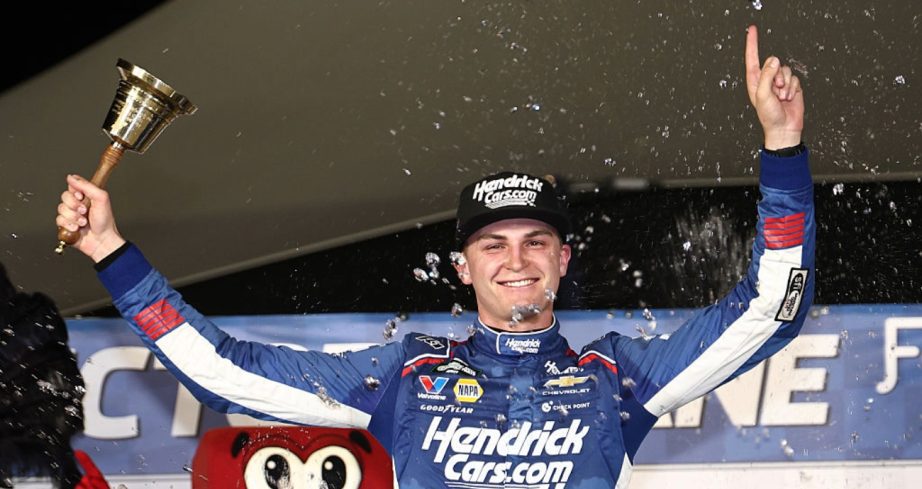 Corey Day celebrates in Victory Lane at Las Vegas.