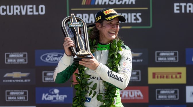 Featured Image for Tatiana Calderón’s globetrotting journey leads to a history-making NASCAR Brasil Series victory
