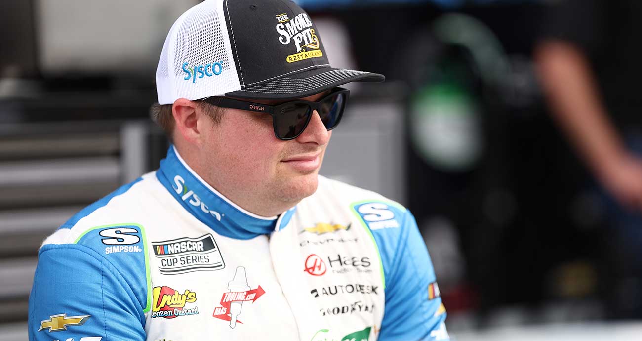 Cole Custer watches from the Cup Series grid at North Wilkesboro Speedway