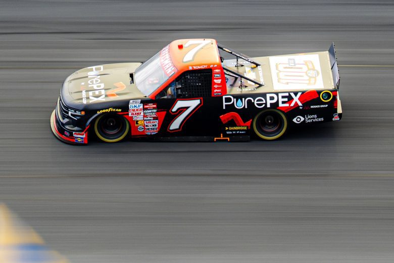 Connor Mosack drives at Charlotte.
