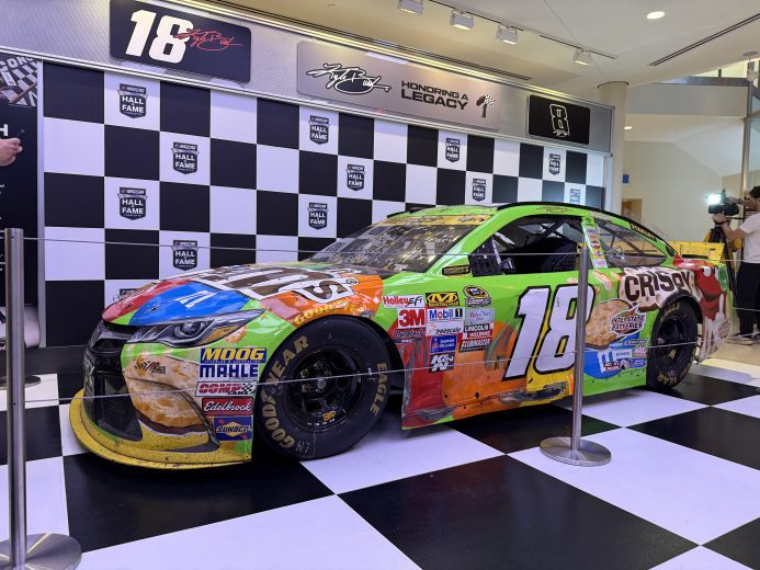 Kyle Busch's 2015 championship-winning car sits on display.