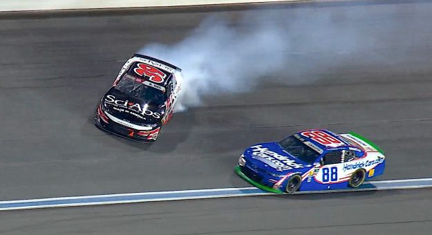 Contact with Rajah Caruth sends Ryan Sieg spinning in Turn 4