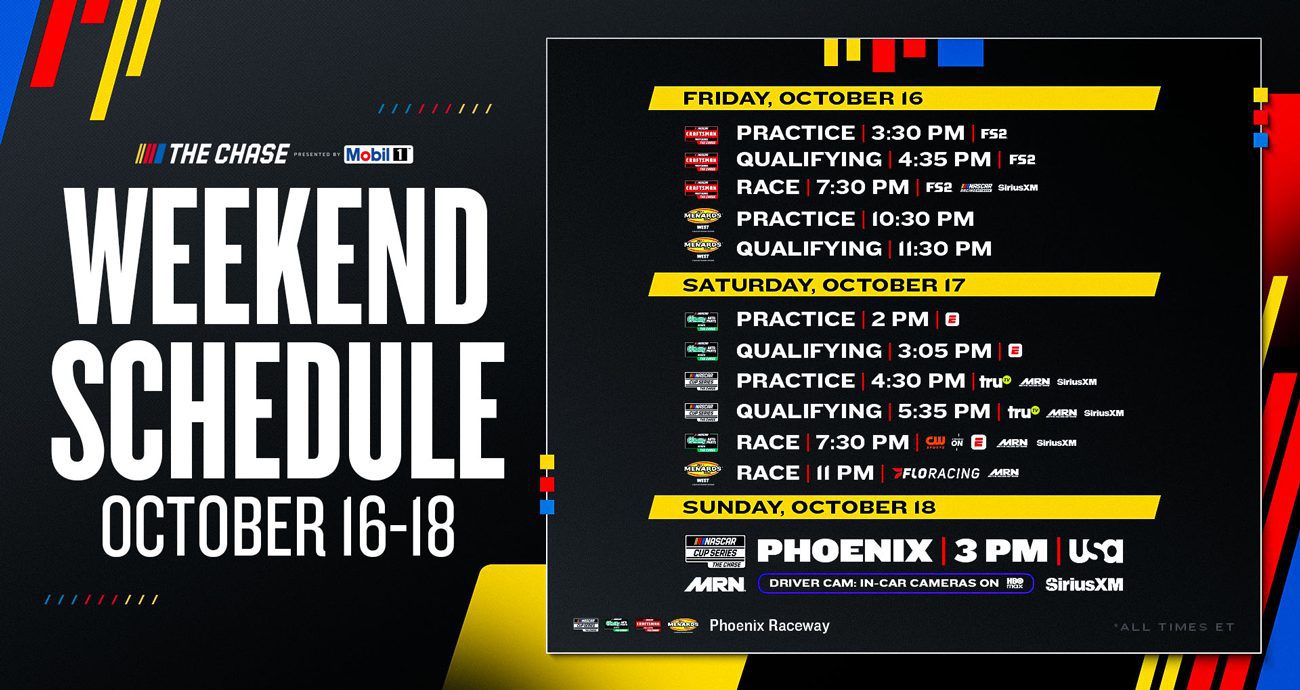 Nascar Racing Winners Weekend schedule for 2026 Phoenix Chase race | NASCAR