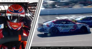 Promo Image for Larson hits wall amid tire trouble, brings out late caution