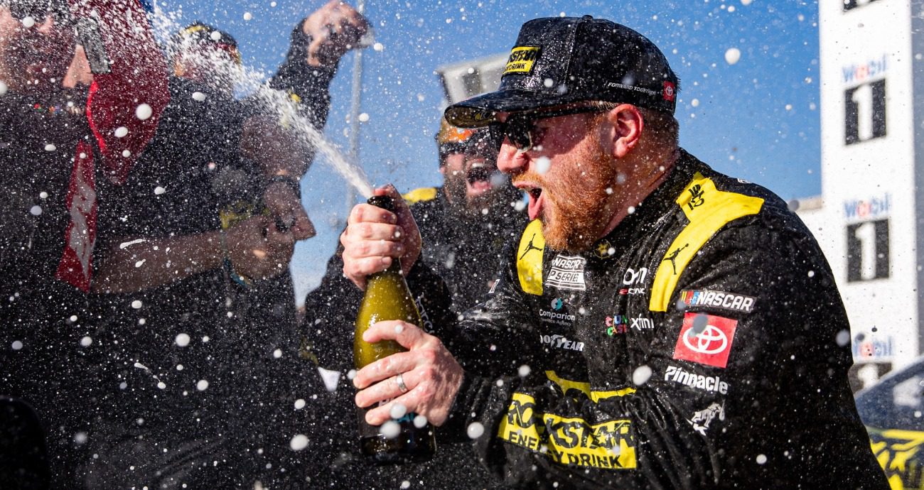 Tyler Reddick celebrates in Victory Lane.