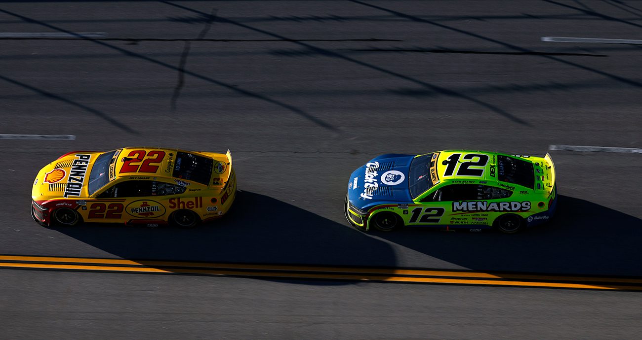 Joey Logano and Ryan Blaney at Talladega.