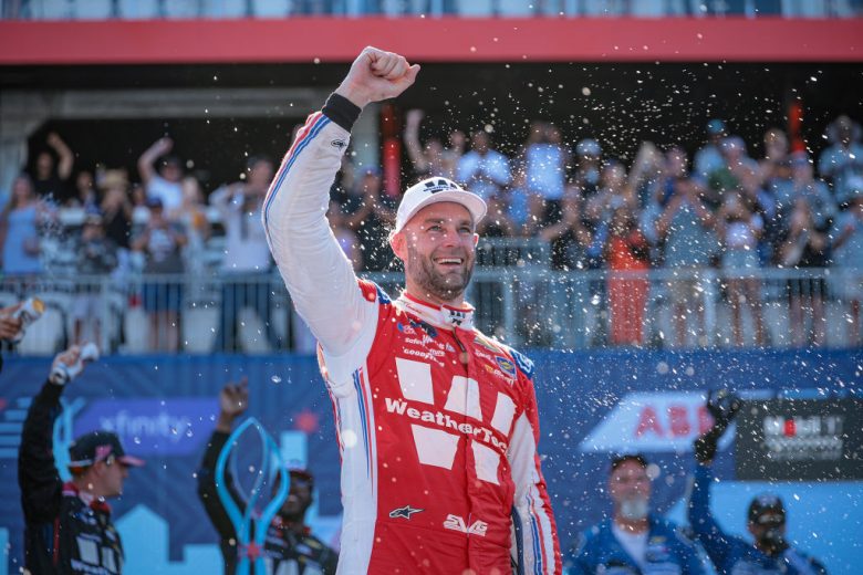 Shane van Gisbergen celebrates.