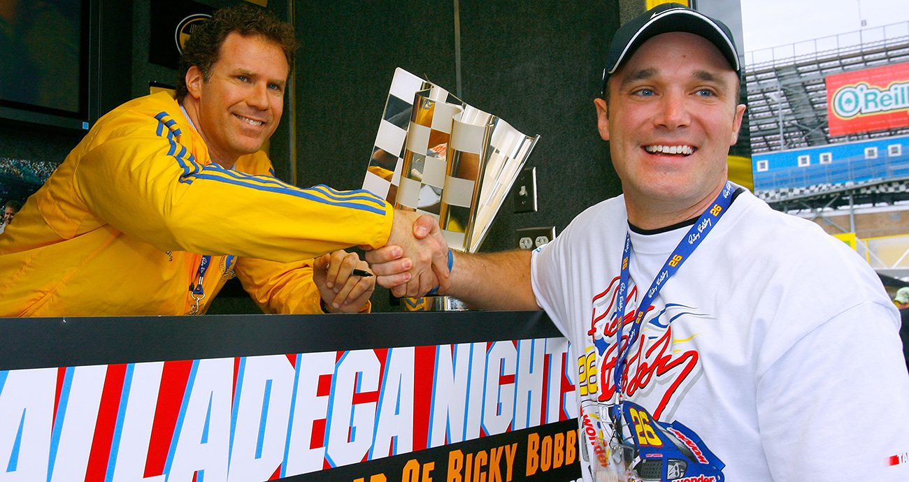 a fan meets Will Ferrell at Talladega