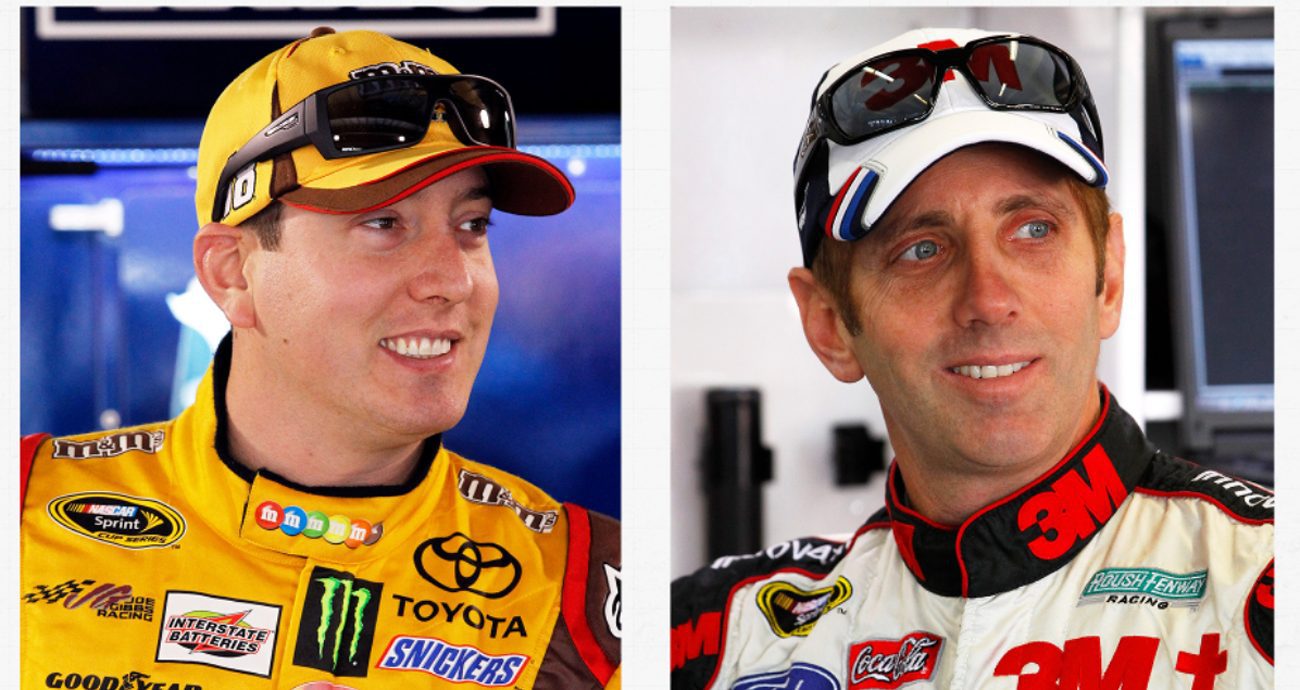 Kyle Busch and Greg Biffle split image