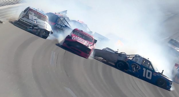 Multitruck wreck ends Stage 1 at Talladega; Ruggiero wins stage
