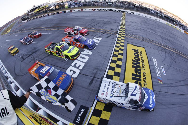 Sammy Smith takes checkered flag to win at Talladega.