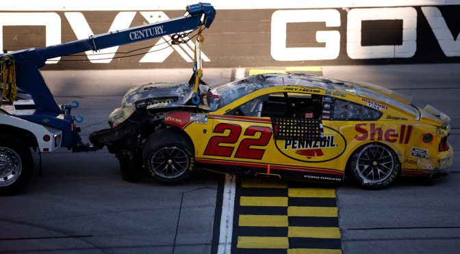 Featured Image for Late-race wreck hits field at Talladega; Logano, Herbst incur heavy damage
