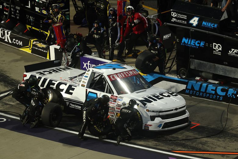Conner Jones pits at Martinsville.