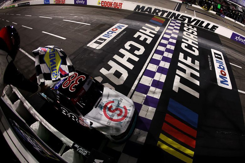 Chandler Smith takes the checkered flag at Martinsville.