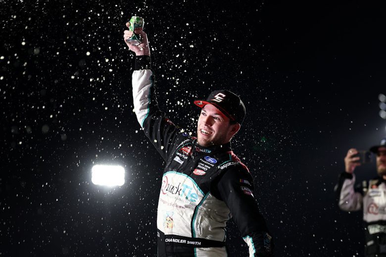 Chandler Smith celebrates in Victory Lane at Martinsville.